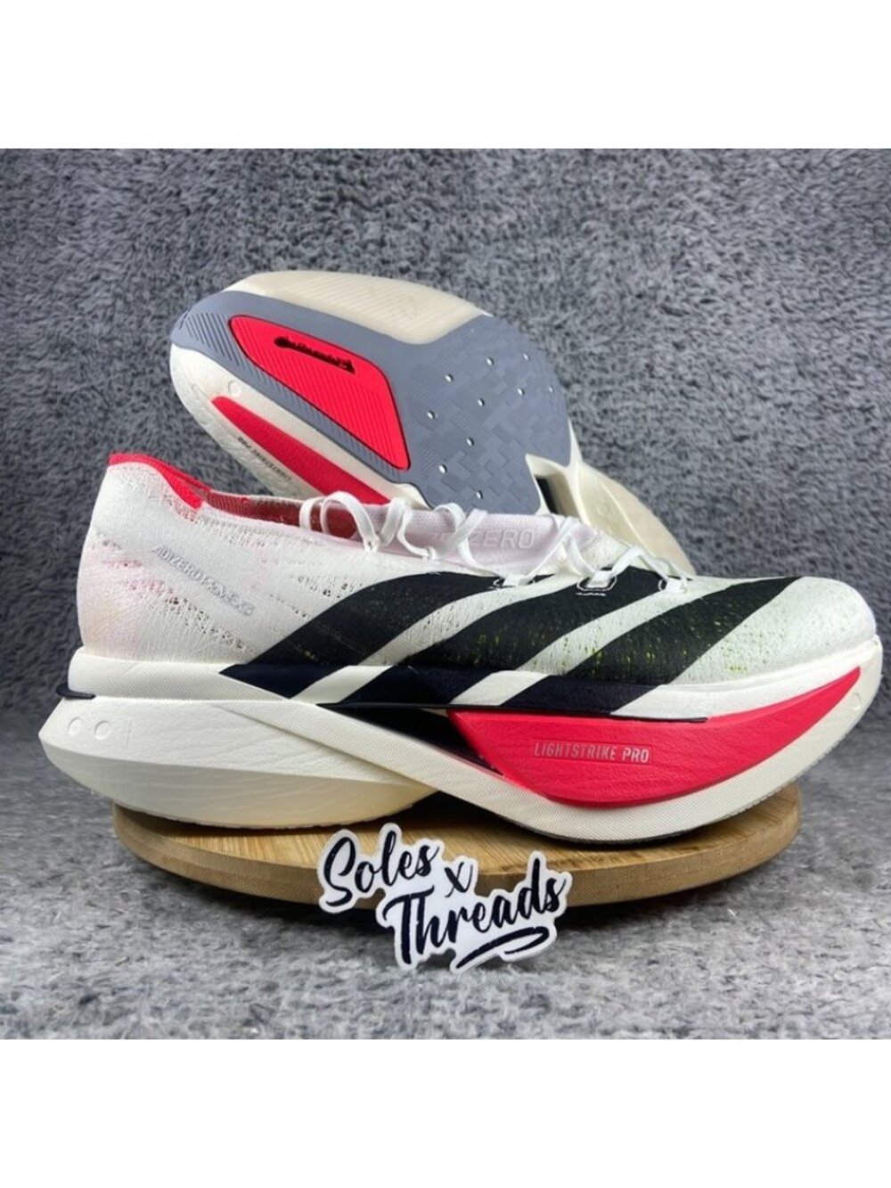 Adidas Adizero Prime x 3.0 Strung Size 14 Men Running White Lucid Red JR2597